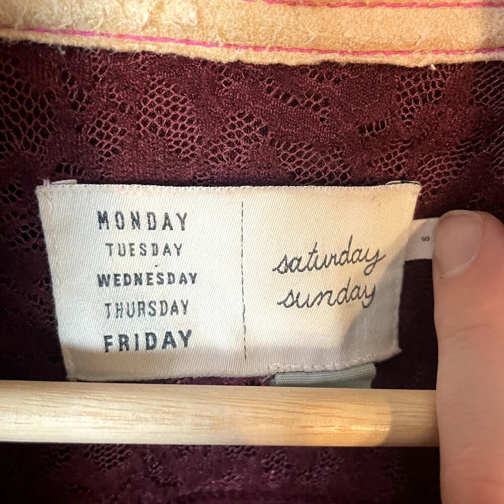 Anthropologie Saturday Sunday Loren Moto Zip Jacket Blazer Sweater In Burgundy S - Picture 7 of 14